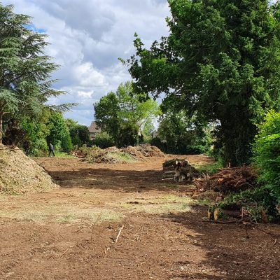 Groundworks underway to clear a plot for building in Cheltenham