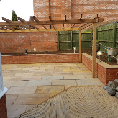 Landscaping Renovations including a wooden pergola in Gloucester